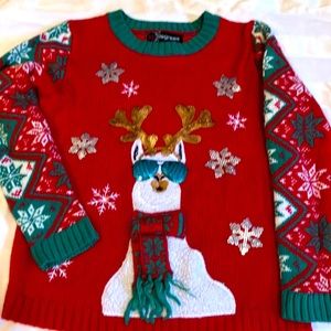Girls Christmas llama sweater fits size 12